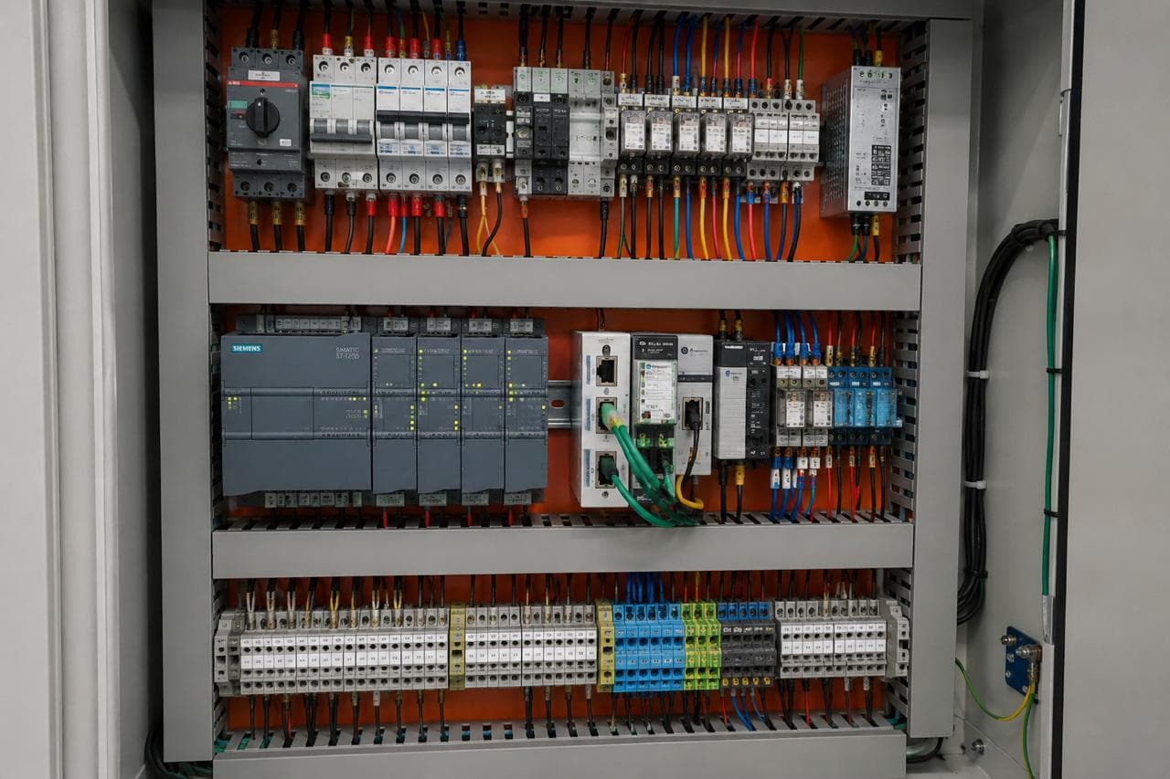 Montagem e instalação de painel elétrico com cabeamento organizado